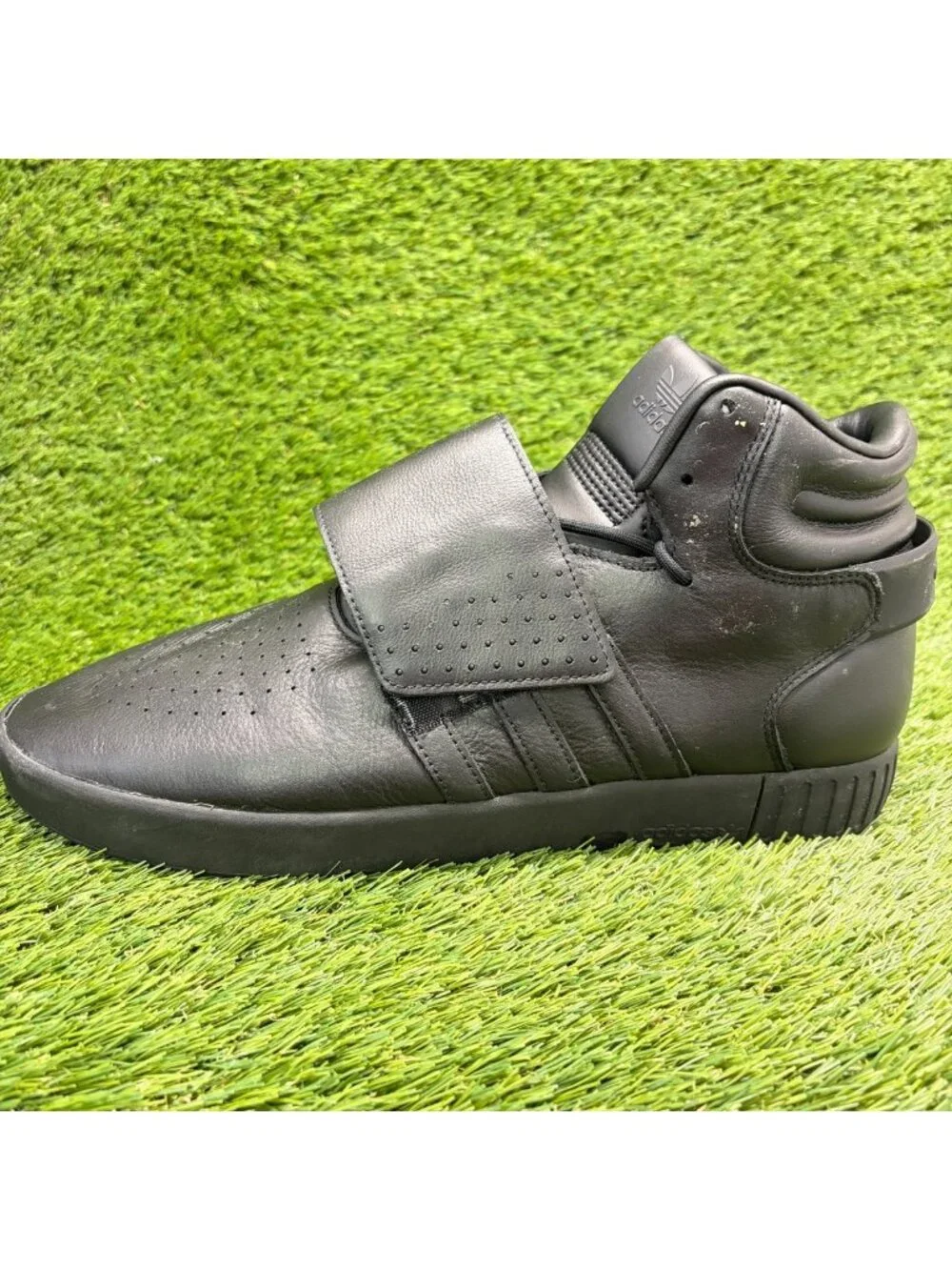 Adidas Tubular Invader Strap Mens Size 12 Black Athletic Leather Shoes Sneakers